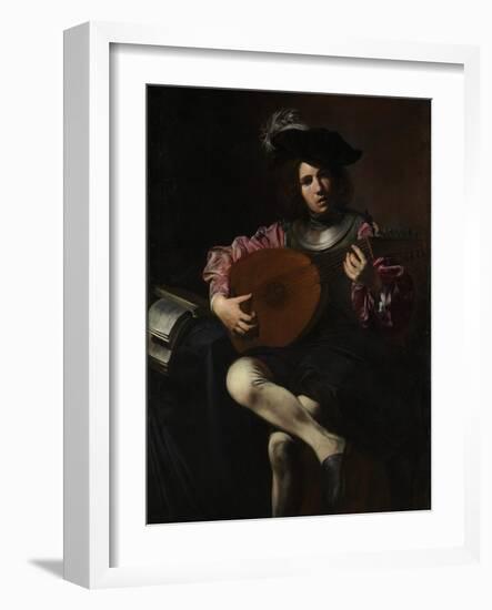 Lute Player, c.1625-26-Valentin de Boulogne-Framed Giclee Print