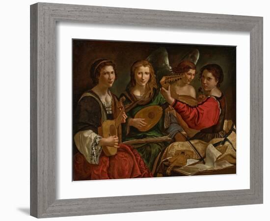 Lute Players and an Angel (Oil on Canvas)-Pietro Paolini-Framed Giclee Print