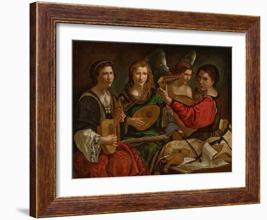 Lute Players and an Angel (Oil on Canvas)-Pietro Paolini-Framed Giclee Print