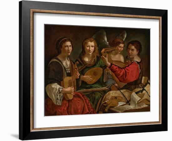 Lute Players and an Angel (Oil on Canvas)-Pietro Paolini-Framed Giclee Print