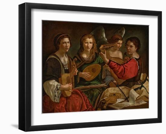 Lute Players and an Angel (Oil on Canvas)-Pietro Paolini-Framed Giclee Print