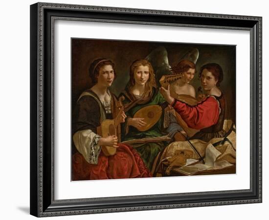 Lute Players and an Angel (Oil on Canvas)-Pietro Paolini-Framed Giclee Print