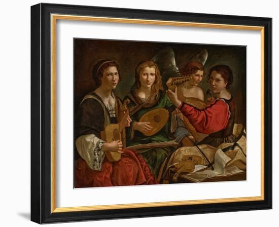 Lute Players and an Angel (Oil on Canvas)-Pietro Paolini-Framed Giclee Print