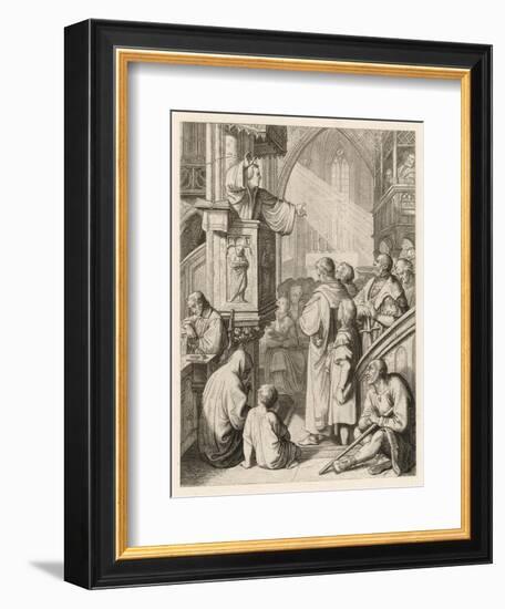 Luther Preaching-Gustav Konig-Framed Art Print