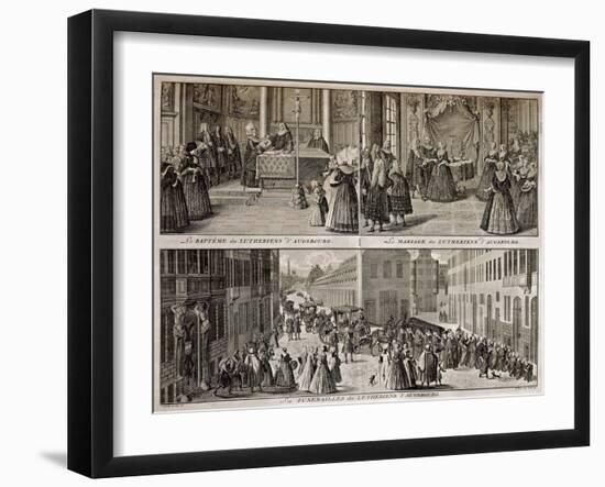 Lutheran Services in Augsburg, Engraved by B. Picart-Catharina Heckel-Framed Giclee Print