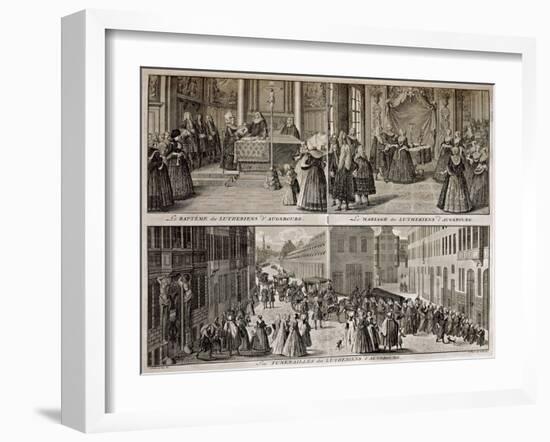 Lutheran Services in Augsburg, Engraved by B. Picart-Catharina Heckel-Framed Giclee Print