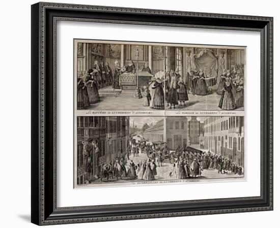 Lutheran Services in Augsburg, Engraved by B. Picart-Catharina Heckel-Framed Giclee Print