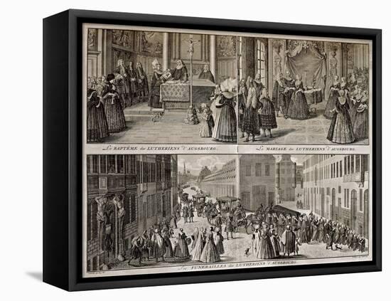 Lutheran Services in Augsburg, Engraved by B. Picart-Catharina Heckel-Framed Premier Image Canvas