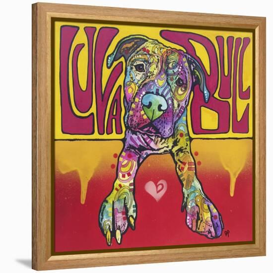 Luva Bull, Lovable, Pit Bulls, Dogs, Pets, Animals, Red and Yellow, Pop Art, Stencils, Laying down-Russo Dean-Framed Premier Image Canvas