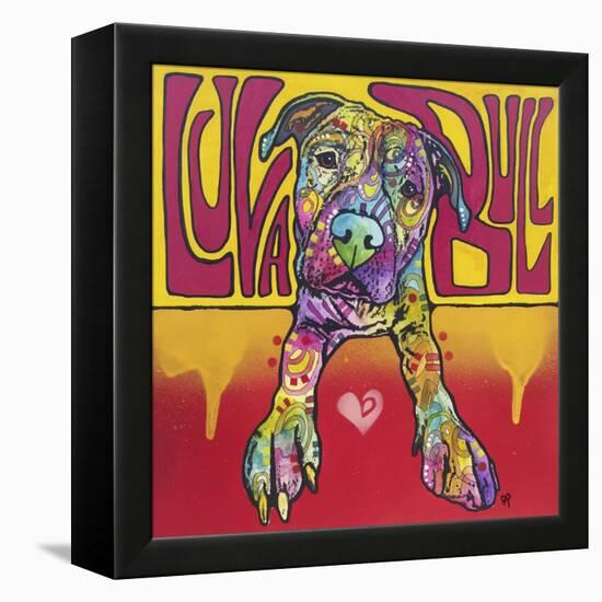 Luva Bull, Lovable, Pit Bulls, Dogs, Pets, Animals, Red and Yellow, Pop Art, Stencils, Laying down-Russo Dean-Framed Premier Image Canvas