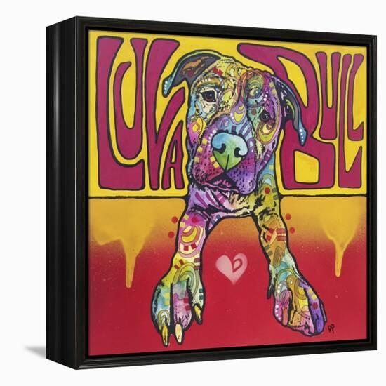 Luva Bull, Lovable, Pit Bulls, Dogs, Pets, Animals, Red and Yellow, Pop Art, Stencils, Laying down-Russo Dean-Framed Premier Image Canvas