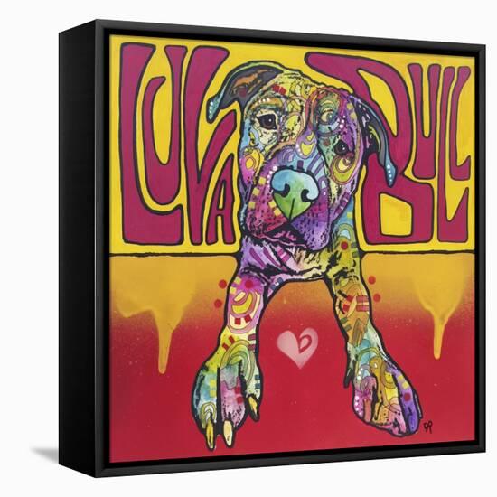 Luva Bull, Lovable, Pit Bulls, Dogs, Pets, Animals, Red and Yellow, Pop Art, Stencils, Laying down-Russo Dean-Framed Premier Image Canvas