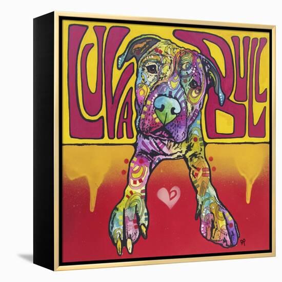 Luva Bull, Lovable, Pit Bulls, Dogs, Pets, Animals, Red and Yellow, Pop Art, Stencils, Laying down-Russo Dean-Framed Premier Image Canvas