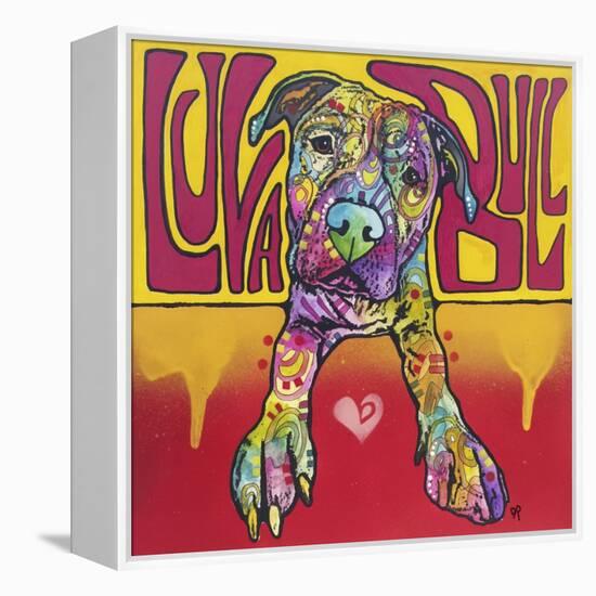 Luva Bull, Lovable, Pit Bulls, Dogs, Pets, Animals, Red and Yellow, Pop Art, Stencils, Laying down-Russo Dean-Framed Premier Image Canvas