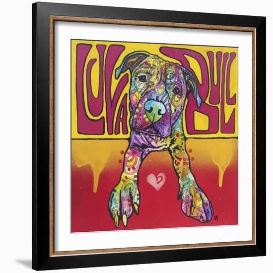 Luva Bull, Lovable, Pit Bulls, Dogs, Pets, Animals, Red and Yellow, Pop Art, Stencils, Laying down-Russo Dean-Framed Giclee Print