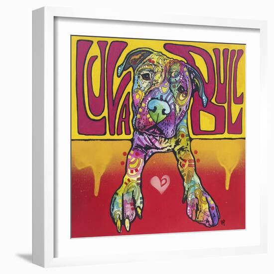 Luva Bull, Lovable, Pit Bulls, Dogs, Pets, Animals, Red and Yellow, Pop Art, Stencils, Laying down-Russo Dean-Framed Giclee Print