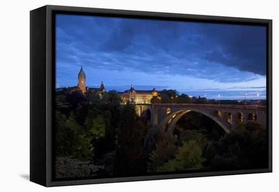 Luxembourg, Capital of Luxembourg, Adolphe Bridge, Place De Metz, Dusk-Chris Seba-Framed Premier Image Canvas