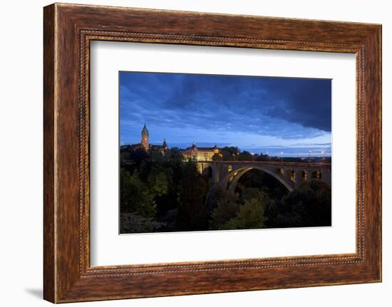 Luxembourg, Capital of Luxembourg, Adolphe Bridge, Place De Metz, Dusk-Chris Seba-Framed Photographic Print