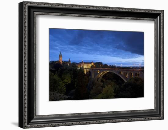 Luxembourg, Capital of Luxembourg, Adolphe Bridge, Place De Metz, Dusk-Chris Seba-Framed Photographic Print