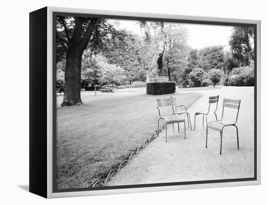 Luxembourg Gardens Statue of Liberty and Park Chairs, Paris, France-Walter Bibikow-Framed Premier Image Canvas