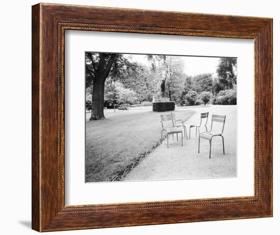 Luxembourg Gardens Statue of Liberty and Park Chairs, Paris, France-Walter Bibikow-Framed Photographic Print