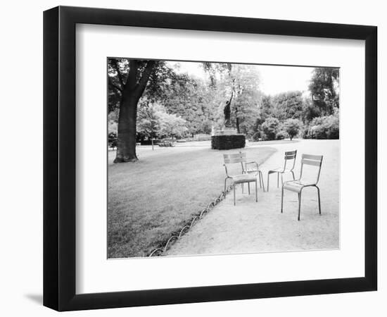 Luxembourg Gardens Statue of Liberty and Park Chairs, Paris, France-Walter Bibikow-Framed Photographic Print