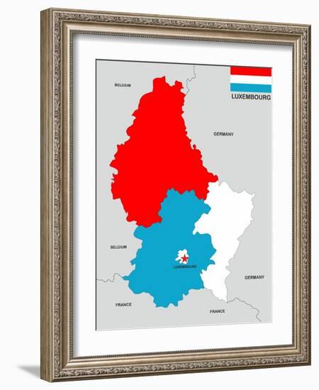 Luxembourg Map-tony4urban-Framed Art Print