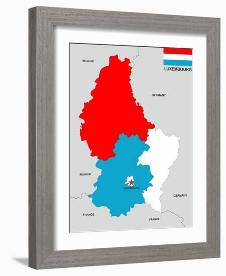 Luxembourg Map-tony4urban-Framed Art Print