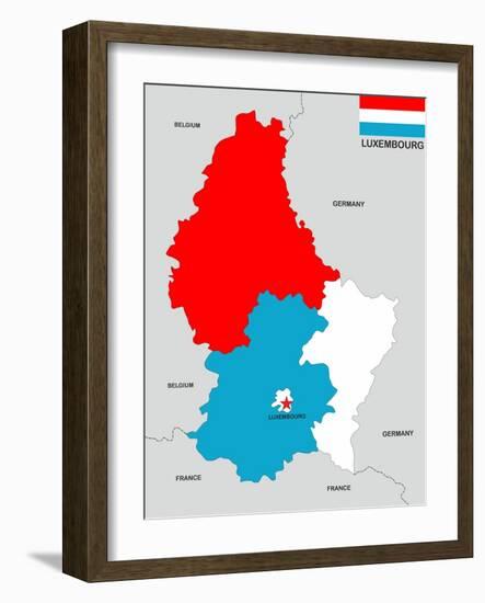 Luxembourg Map-tony4urban-Framed Art Print