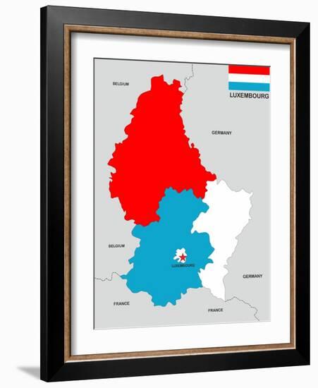 Luxembourg Map-tony4urban-Framed Art Print