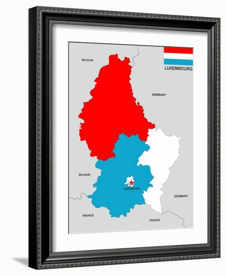 Luxembourg Map-tony4urban-Framed Art Print