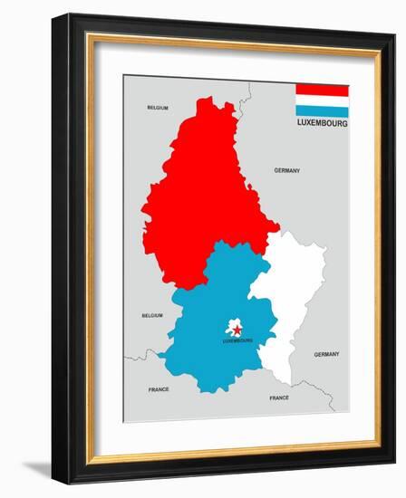 Luxembourg Map-tony4urban-Framed Art Print