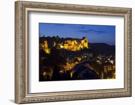 Luxembourg, Mullerthal, Larochette, Larochette Castle, Illuminated, at Night-Chris Seba-Framed Photographic Print