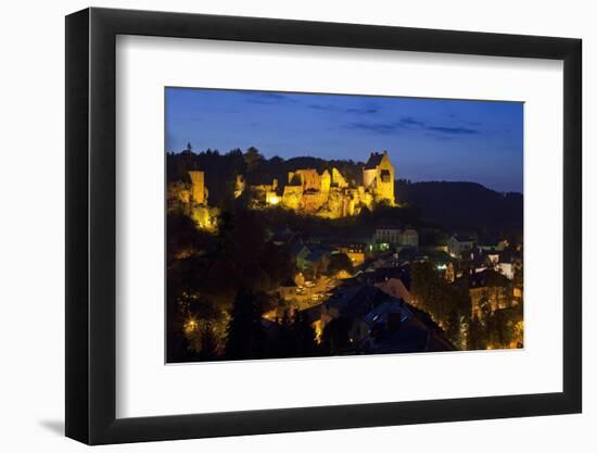 Luxembourg, Mullerthal, Larochette, Larochette Castle, Illuminated, at Night-Chris Seba-Framed Photographic Print