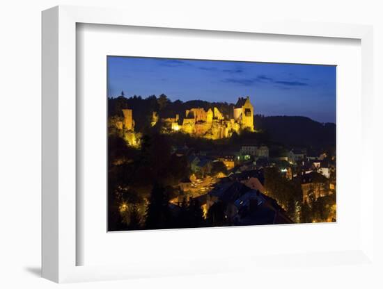 Luxembourg, Mullerthal, Larochette, Larochette Castle, Illuminated, at Night-Chris Seba-Framed Photographic Print