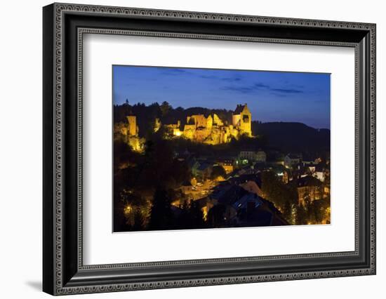 Luxembourg, Mullerthal, Larochette, Larochette Castle, Illuminated, at Night-Chris Seba-Framed Photographic Print