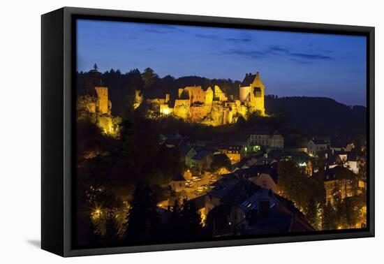 Luxembourg, Mullerthal, Larochette, Larochette Castle, Illuminated, at Night-Chris Seba-Framed Premier Image Canvas
