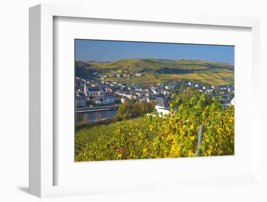 Luxembourg, Remich, Townscape, Vineyards, Autumn Colours-Chris Seba-Framed Photographic Print