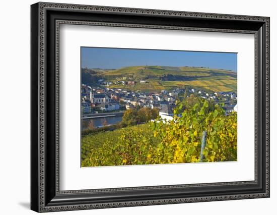 Luxembourg, Remich, Townscape, Vineyards, Autumn Colours-Chris Seba-Framed Photographic Print