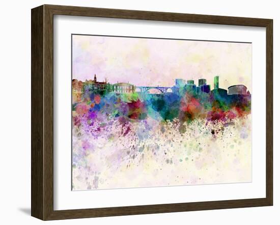 Luxembourg Skyline in Watercolor Background-paulrommer-Framed Art Print