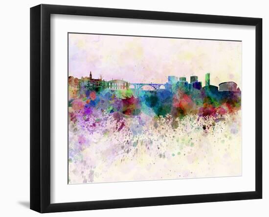Luxembourg Skyline in Watercolor Background-paulrommer-Framed Art Print