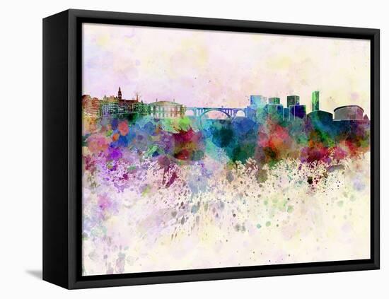 Luxembourg Skyline in Watercolor Background-paulrommer-Framed Stretched Canvas