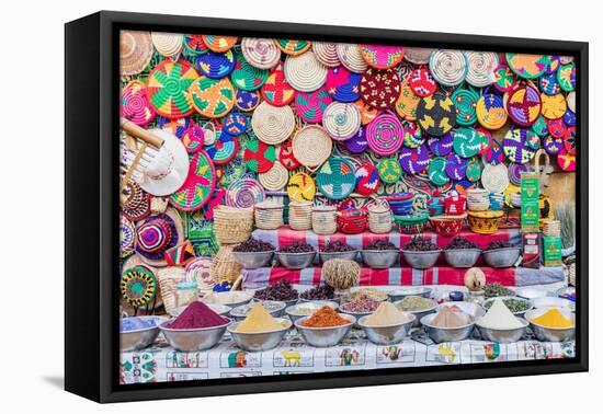 Luxor, Egypt. Baskets and spices for sale at a market.-Emily Wilson-Framed Premier Image Canvas