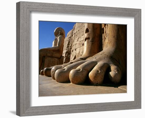 Luxor, Massive Feet on a Statue in the Temple of Karnak, Egypt-Mark Hannaford-Framed Photographic Print