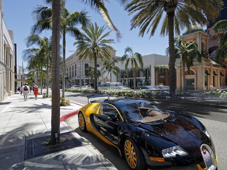 Luxury Car Parked on Rodeo Drive, Beverly Hills, Los Angeles