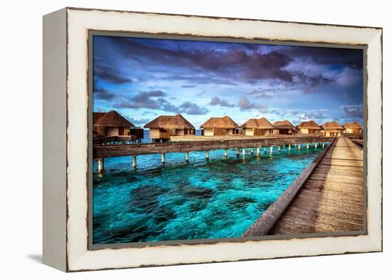 Luxury Resort, Many Cute Bungalow on the Water, Amazing View, Beautiful Coral under Transparent Wat-Anna Omelchenko-Framed Premier Image Canvas