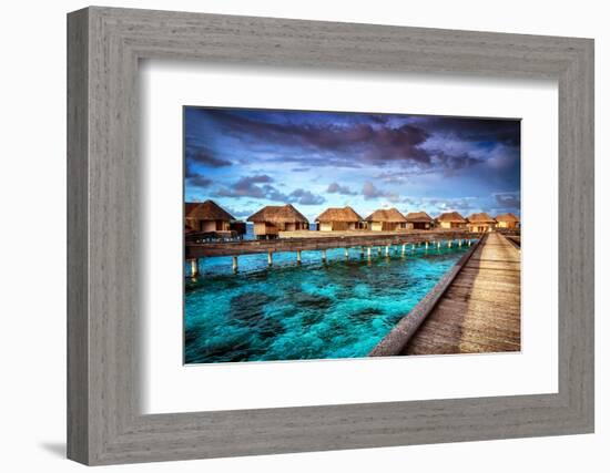 Luxury Resort, Many Cute Bungalow on the Water, Amazing View, Beautiful Coral under Transparent Wat-Anna Omelchenko-Framed Photographic Print