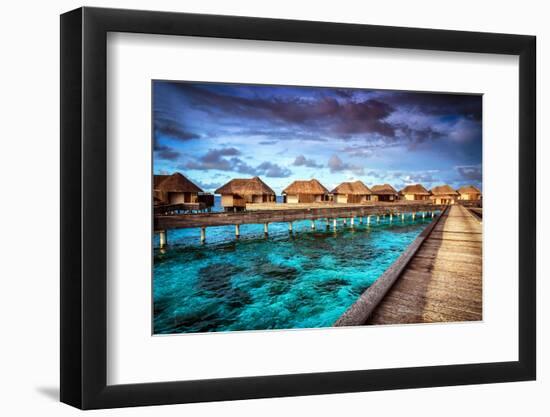 Luxury Resort, Many Cute Bungalow on the Water, Amazing View, Beautiful Coral under Transparent Wat-Anna Omelchenko-Framed Photographic Print