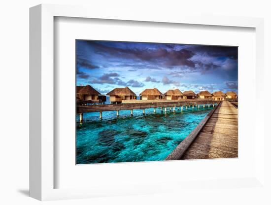 Luxury Resort, Many Cute Bungalow on the Water, Amazing View, Beautiful Coral under Transparent Wat-Anna Omelchenko-Framed Photographic Print