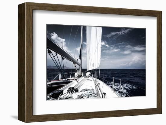 Luxury Sail Boat in the Sea at Evening, Extreme Water Sport, Yacht in Action, Summer Transport, Tri-Anna Omelchenko-Framed Photographic Print